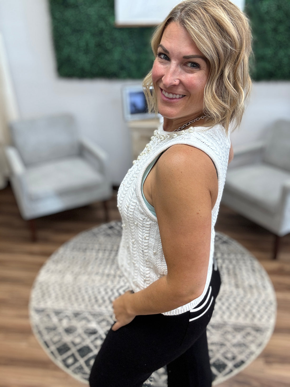 Elle - Pearl Knit Tank - Ivory