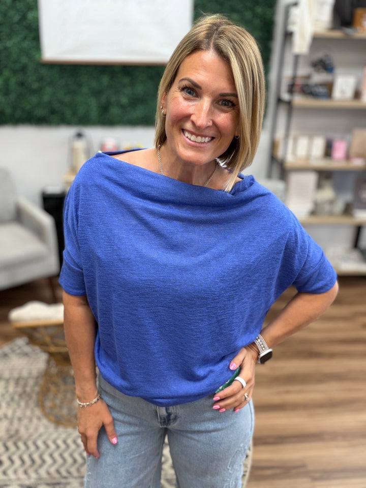 Day to Night Short Sleeve Dolman - Blue