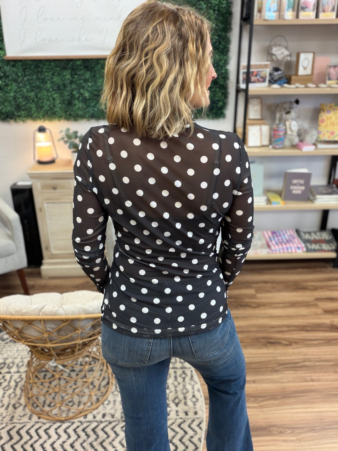 Kate Mesh Top - Polka Dots