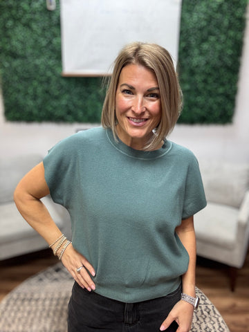 Round Neck Short Sleeve Dolman - Ash Jade