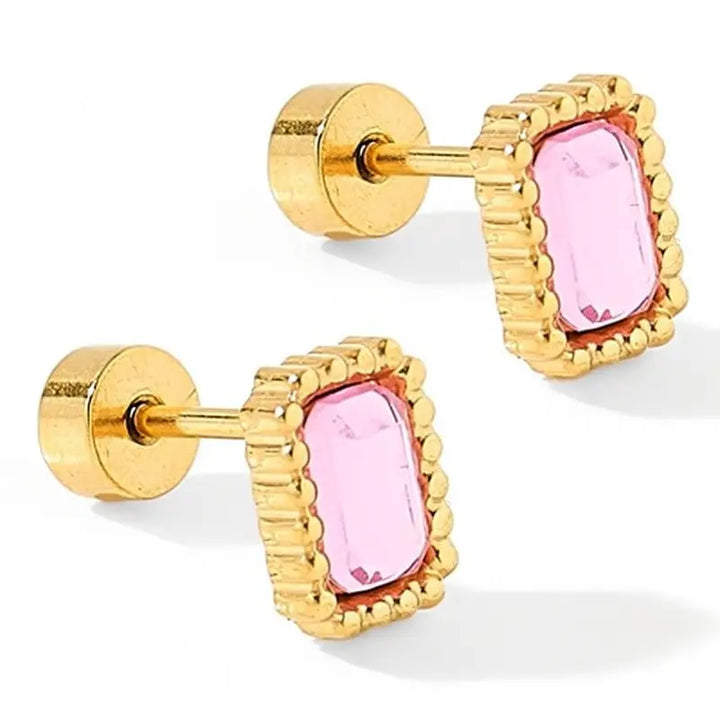 Linny Co - Pink Madison Flat Back Earrings