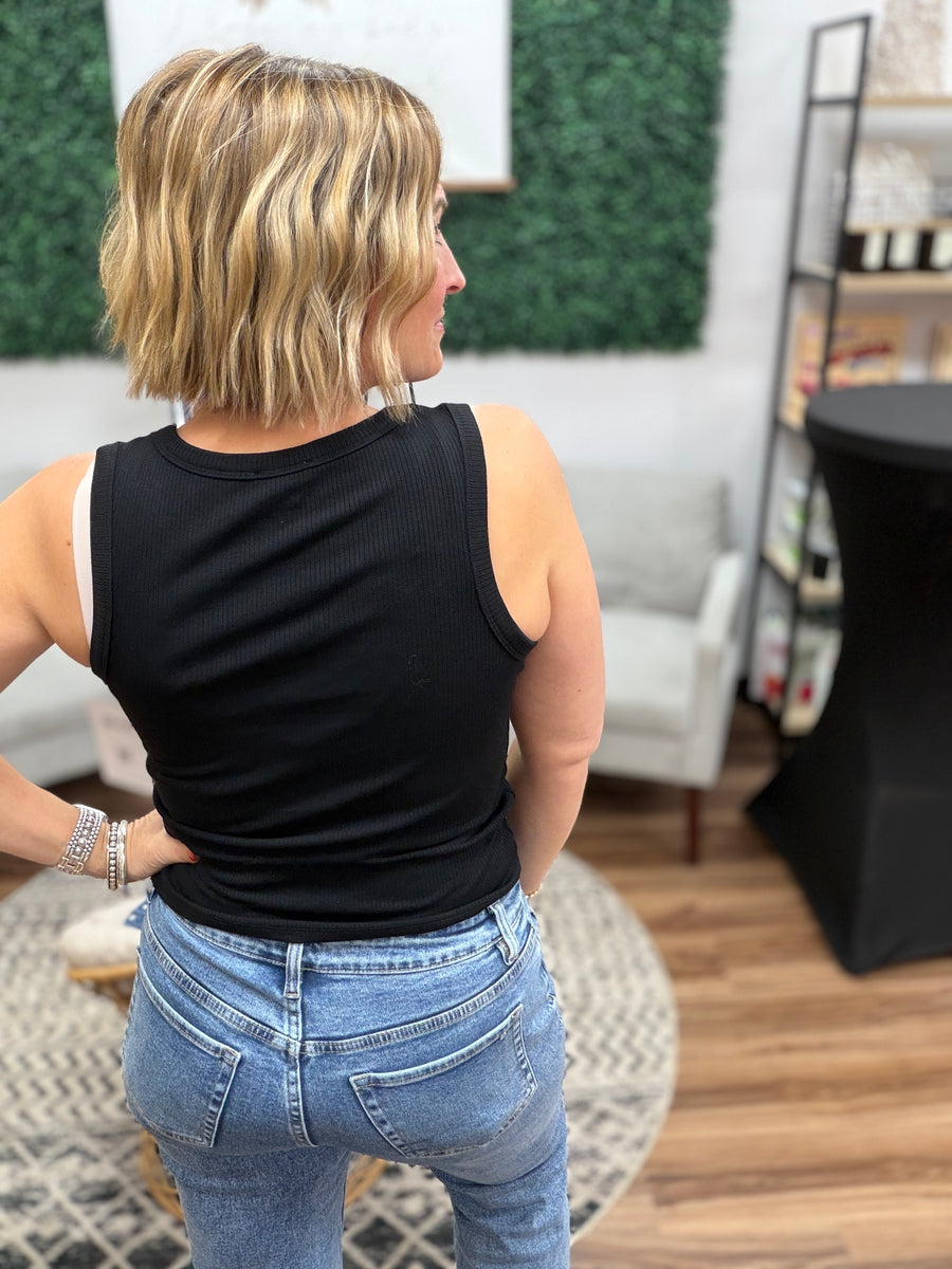 City Lights Embellished Tank - Black