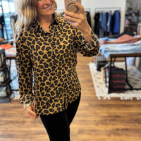 Nina - Leopard Print Button Up Blouse