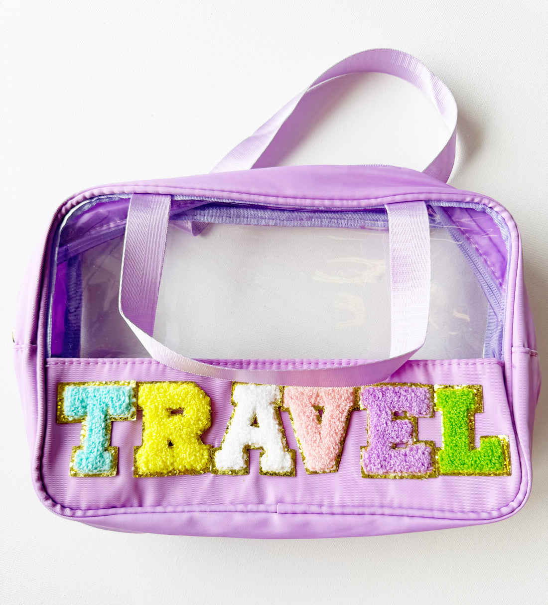 TRAVEL Chenille Letter Clear Bag