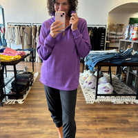 Miley - Vintage Quarter Zip Pullover - Purple