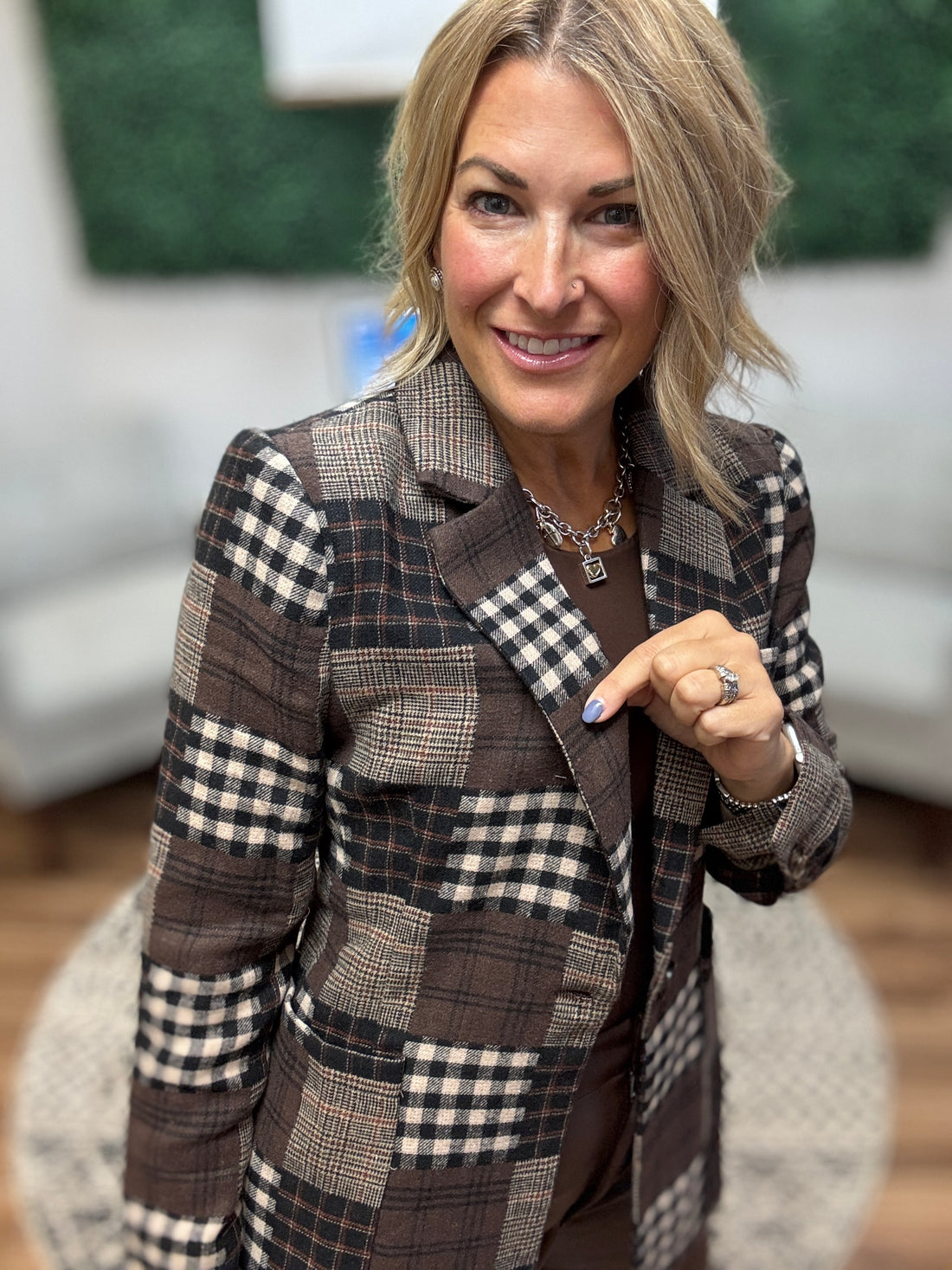 Patchwork Plaid Blazer