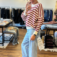 Balloon Sleeve Striped Sweater