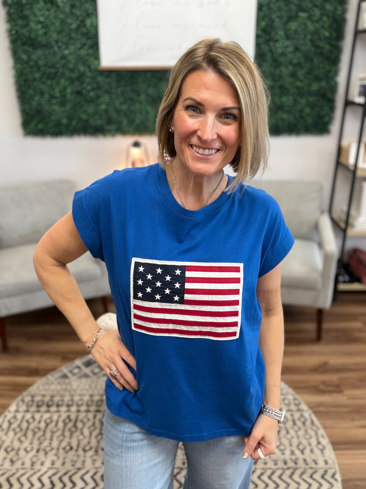Flag Patch Tee - Classic Blue