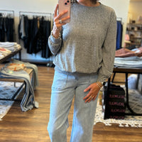 Melange Round Neck Top - Heathered Grey