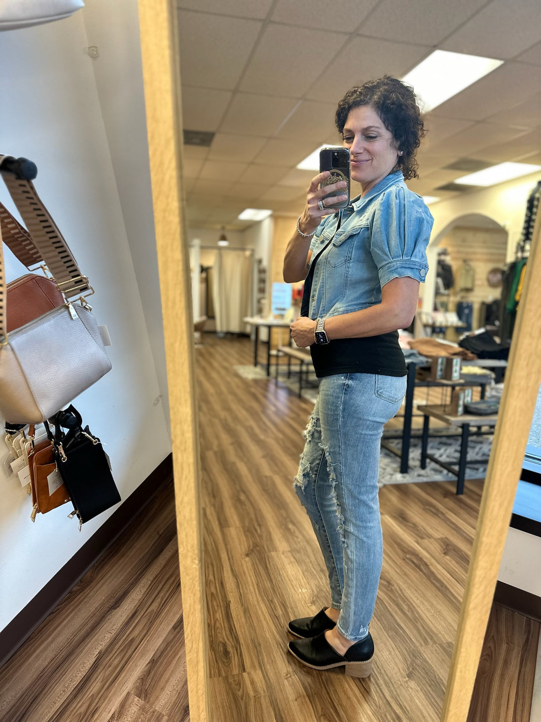 Jaclyn - Puff Sleeve Cropped Denim Jacket