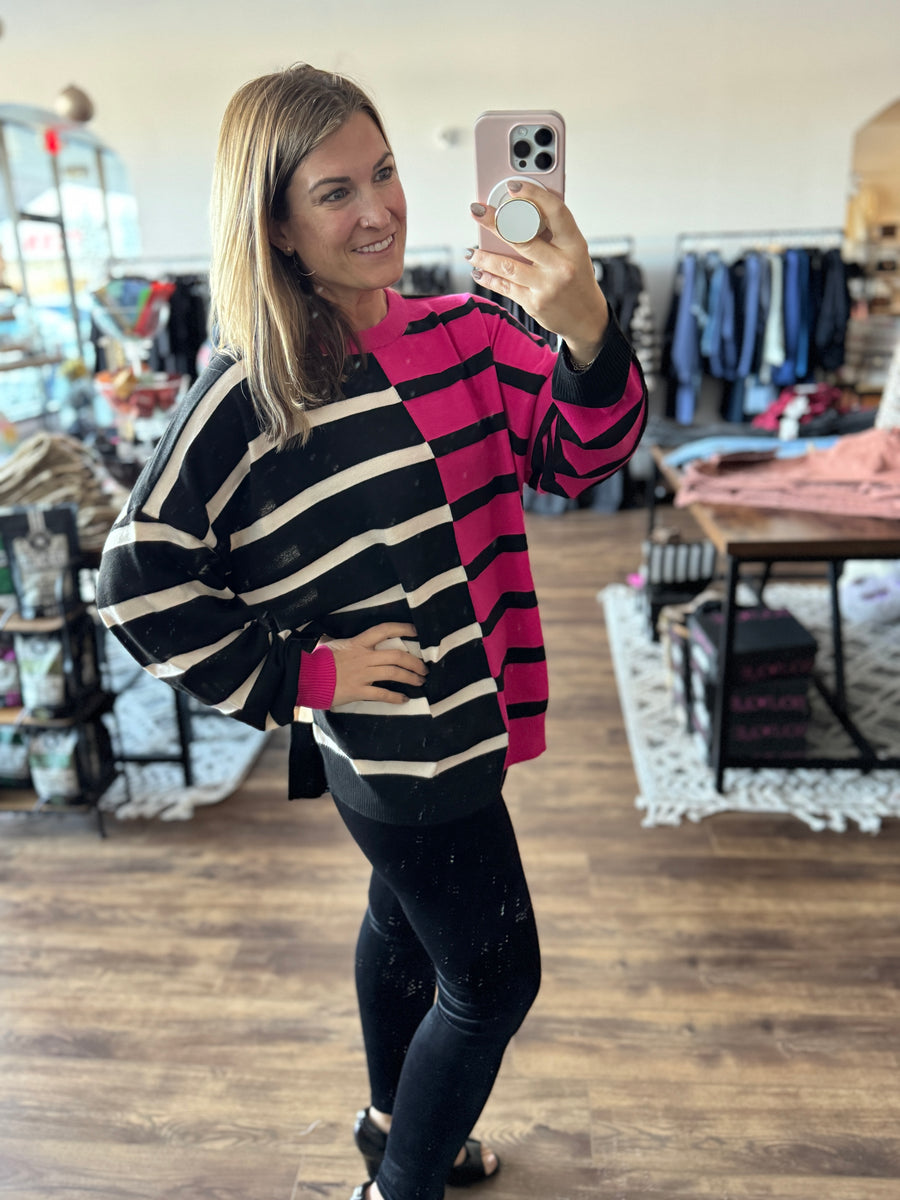 Parker Striped Sweater - Pink