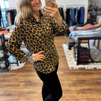 Nina - Leopard Print Button Up Blouse