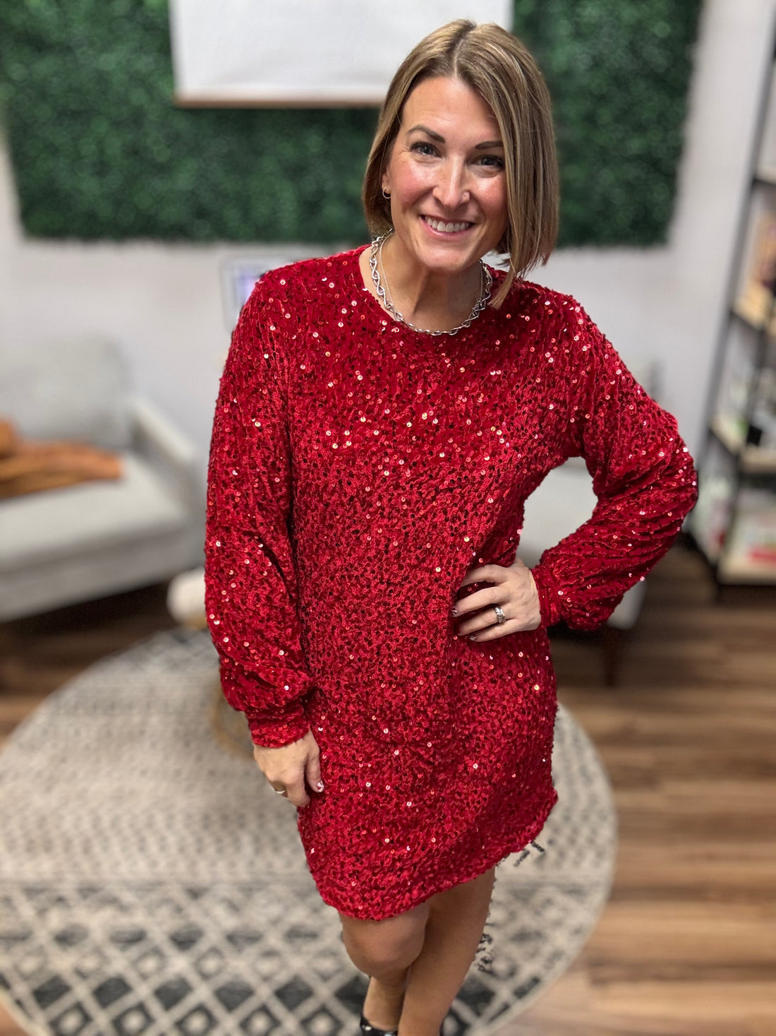 Old Flame Sequin Dress - Red