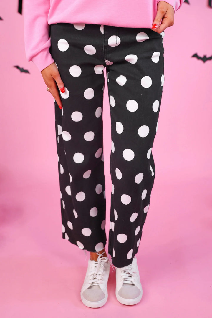Polka Dot Denim Pants