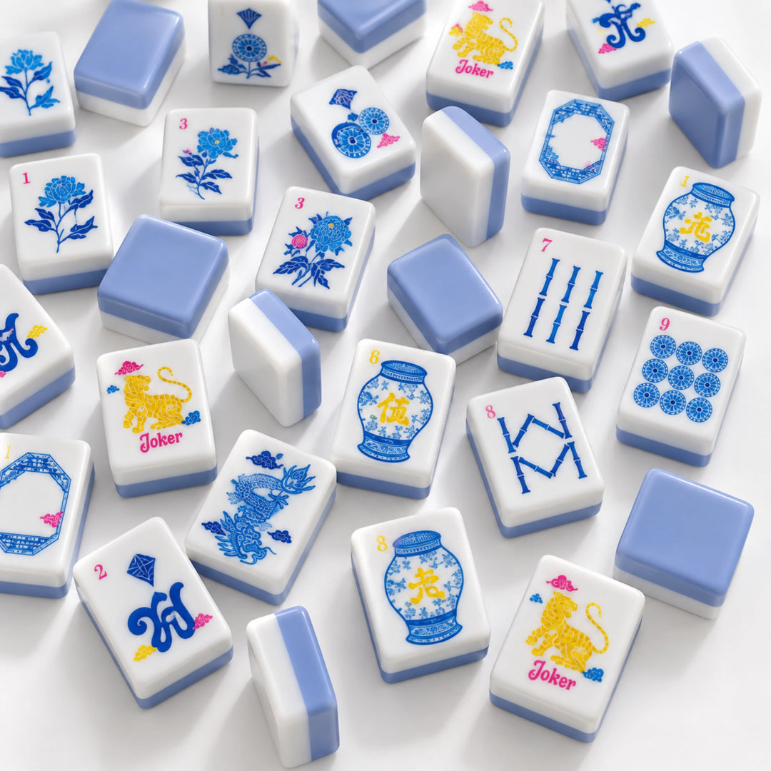 Blue Porcelain Mahjong Set
