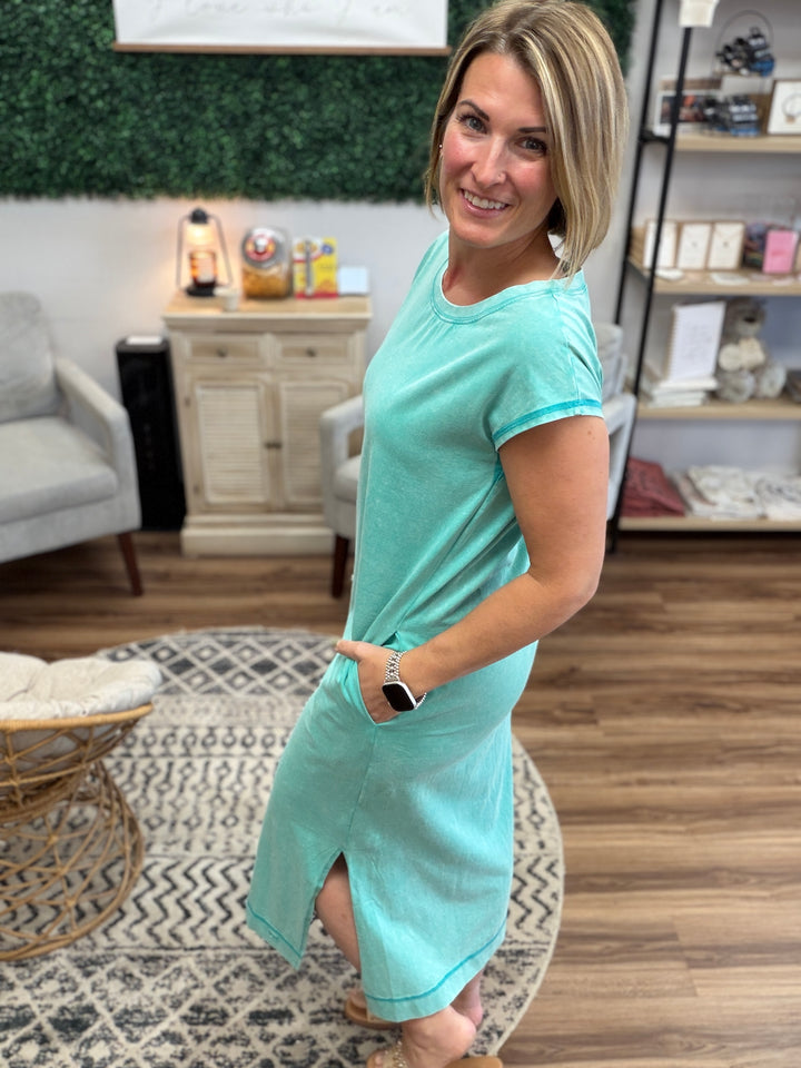 Mineral Washed Midi Dress