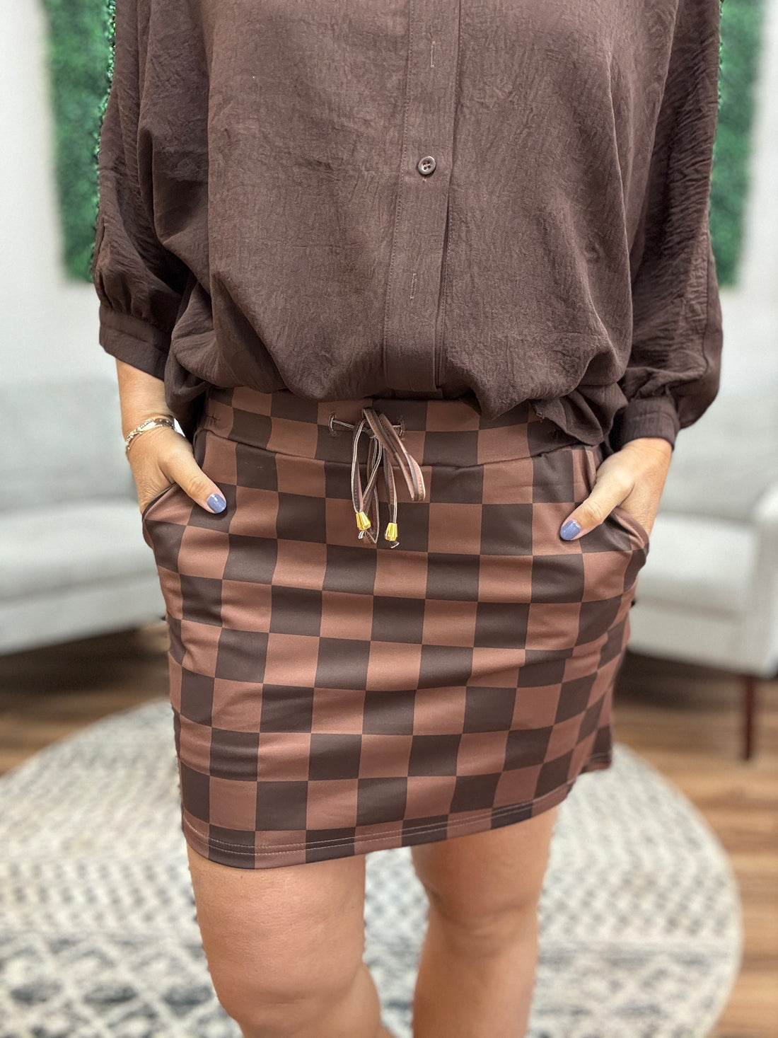 Sloane Button Up Dolman Top - Chocolate