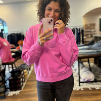 French Terry Pigment Dyed Pullover - Neon Hot Pink