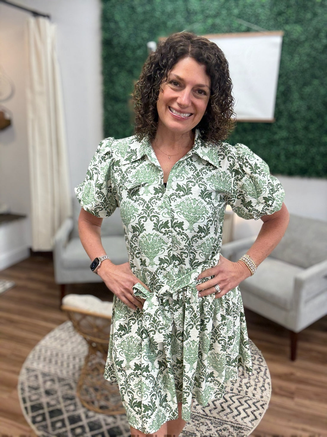 Southern Charm Damask Shirt Dress