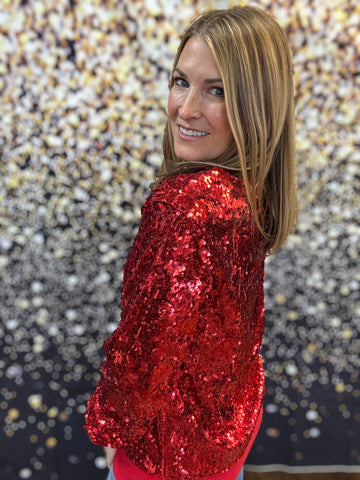 In the Spotlight Sequin Top - Red