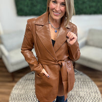 Long Sleeve Vegan Leather Coat