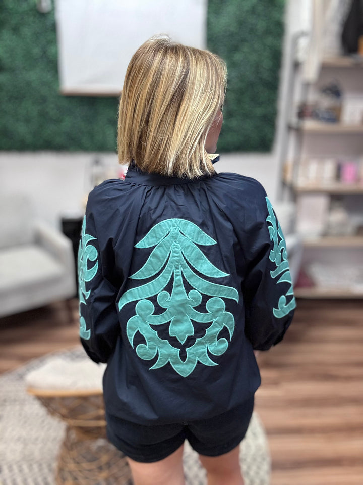 Coastal Charm Embroidered Blouse