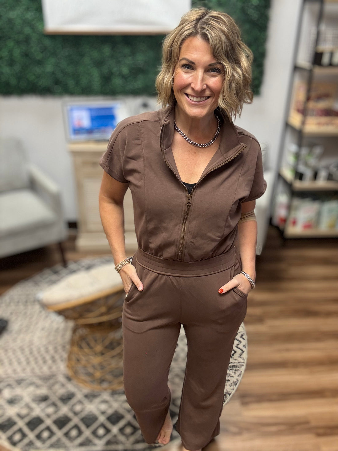 Modal Scuba Zip-Front Jumpsuit