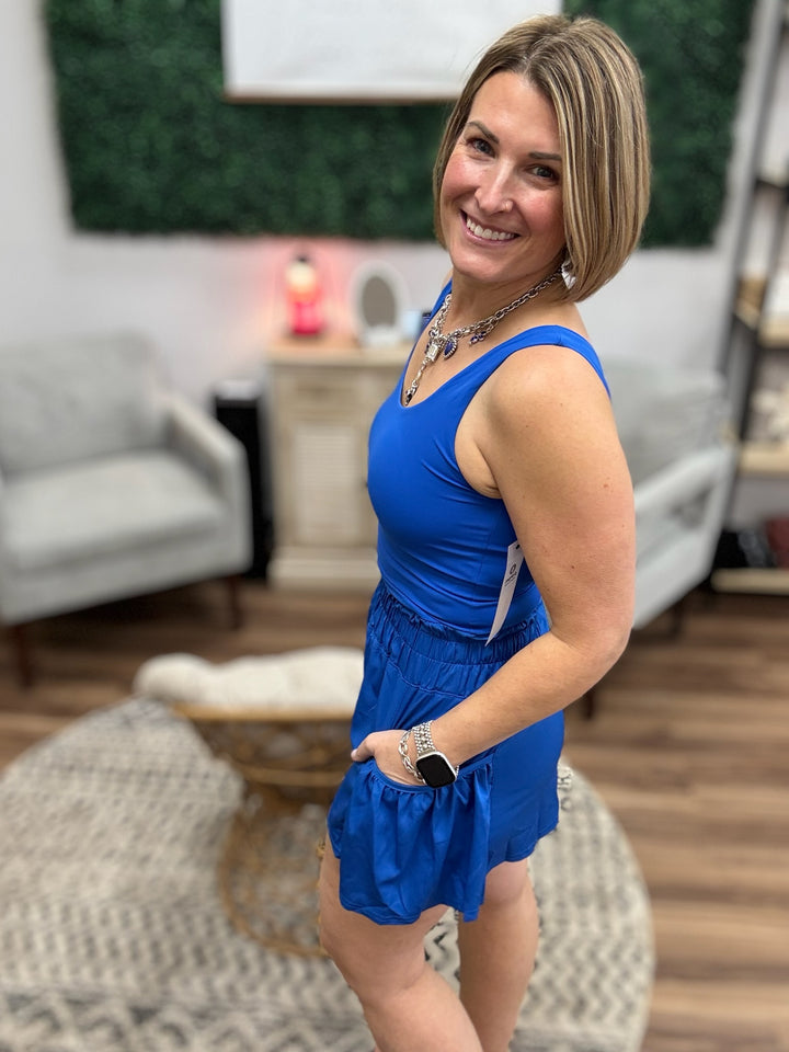 Flounce &amp; Flow Romper - Cobalt Blue
