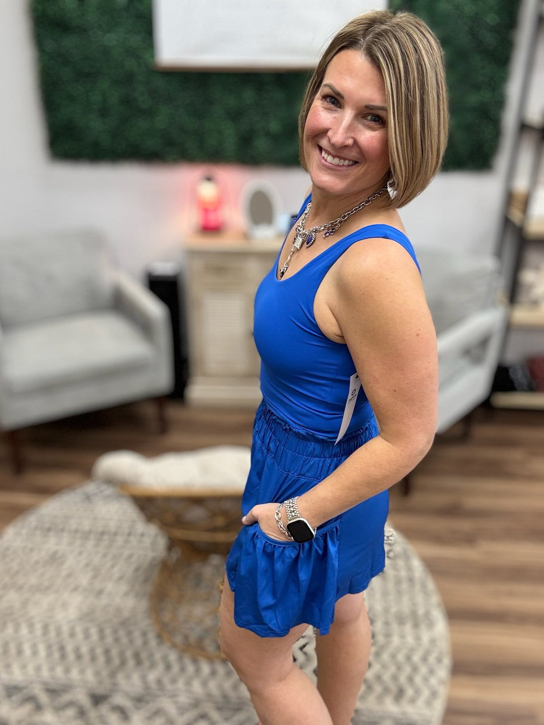 Flounce & Flow Romper - Cobalt Blue