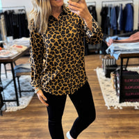 Nina - Leopard Print Button Up Blouse