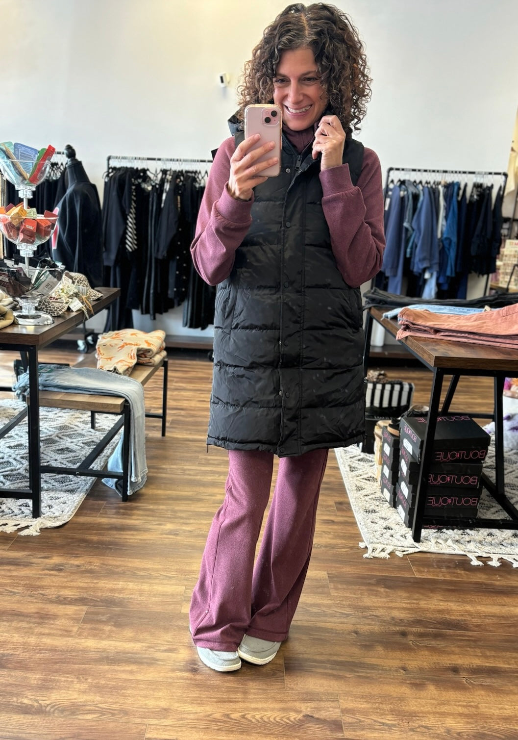 Long Puffer Vest with Hood