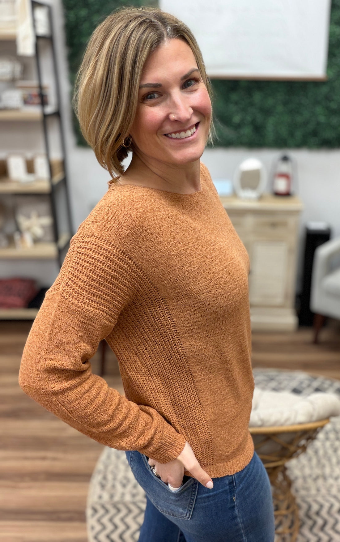 Lightweight Drop Shoulder Sweater - Terracotta