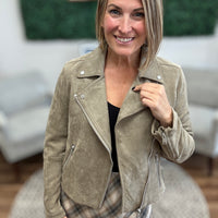 Vegan Suede Utility Moto Jacket