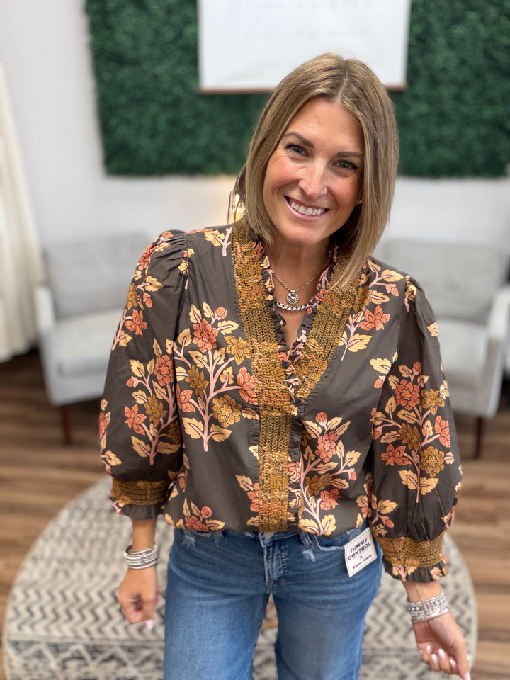 Autumn Heirloom Floral Blouse