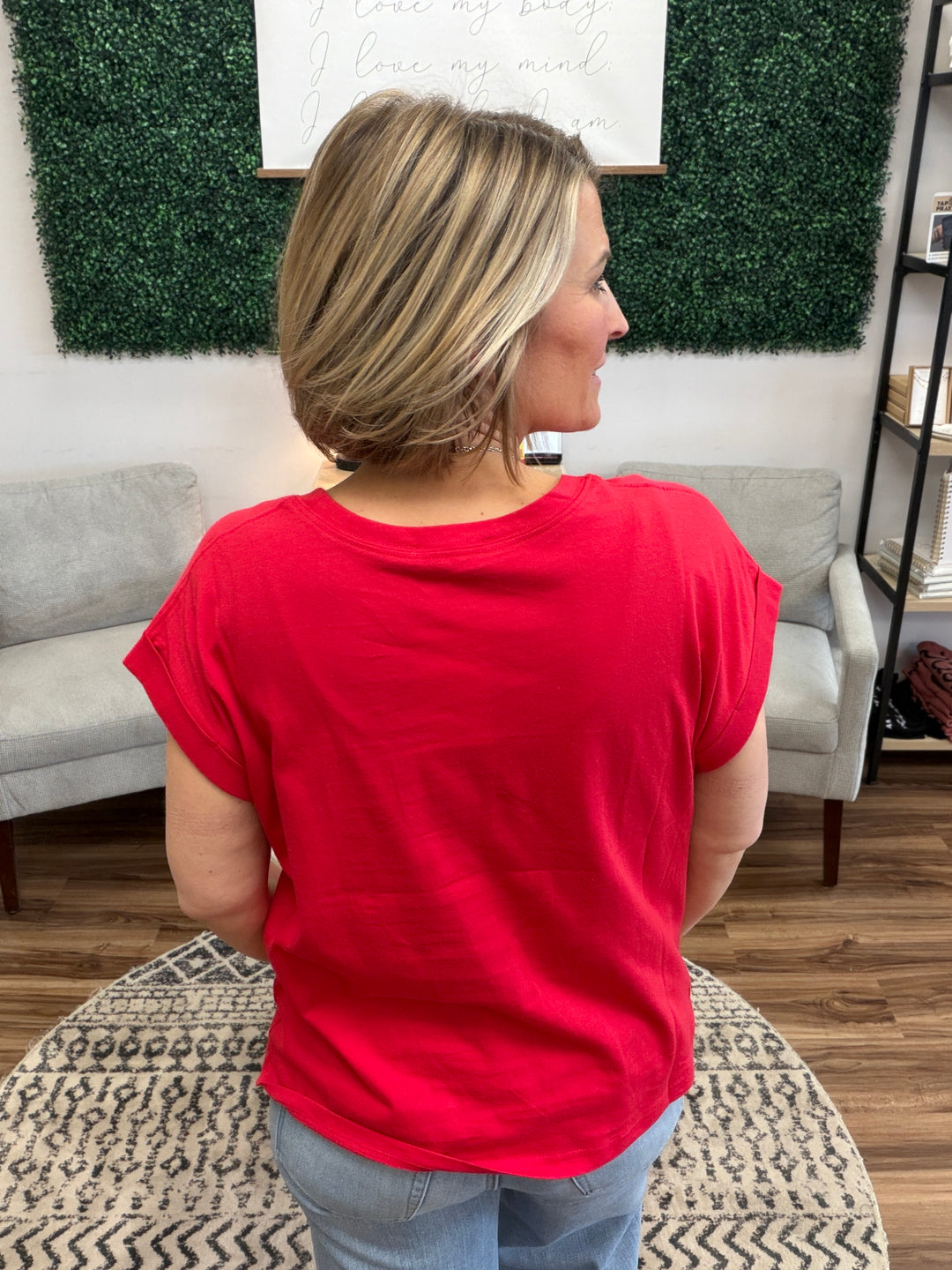 Flag Patch Tee - Ruby