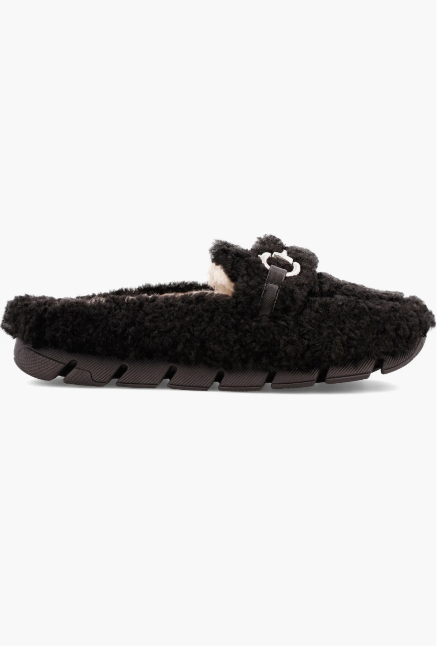 MIA Limited Edition Black Faux Shearling Slide