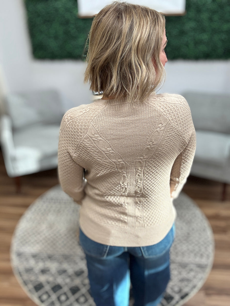 Liverpool - Long Sleeve Crew Neck Raglan Sweater - Tan