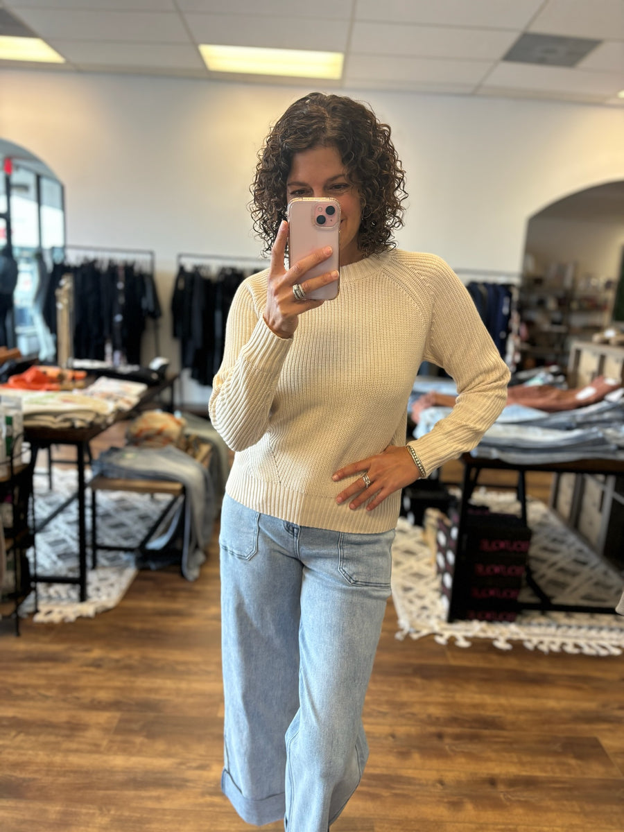 Samantha - Crewneck Pullover Sweater - Cream