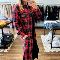 Michelle - Flannel Plaid Longline Shacket