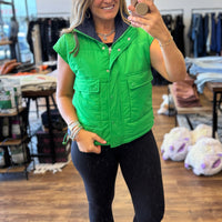 Maddox - Reversible Puffer Vest - Green/Navy