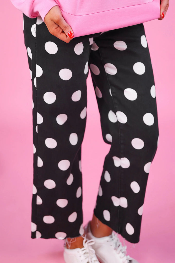Polka Dot Denim Pants