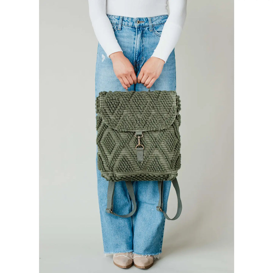 Textured Diamond Backpack - Forest