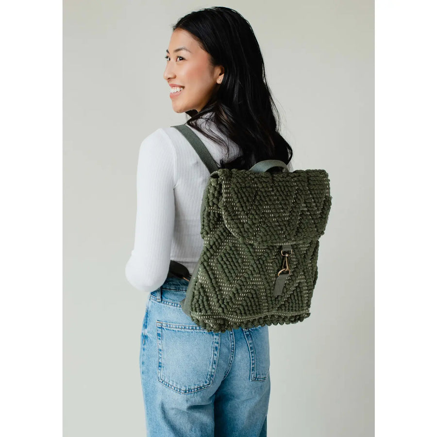 Textured Diamond Backpack - Forest
