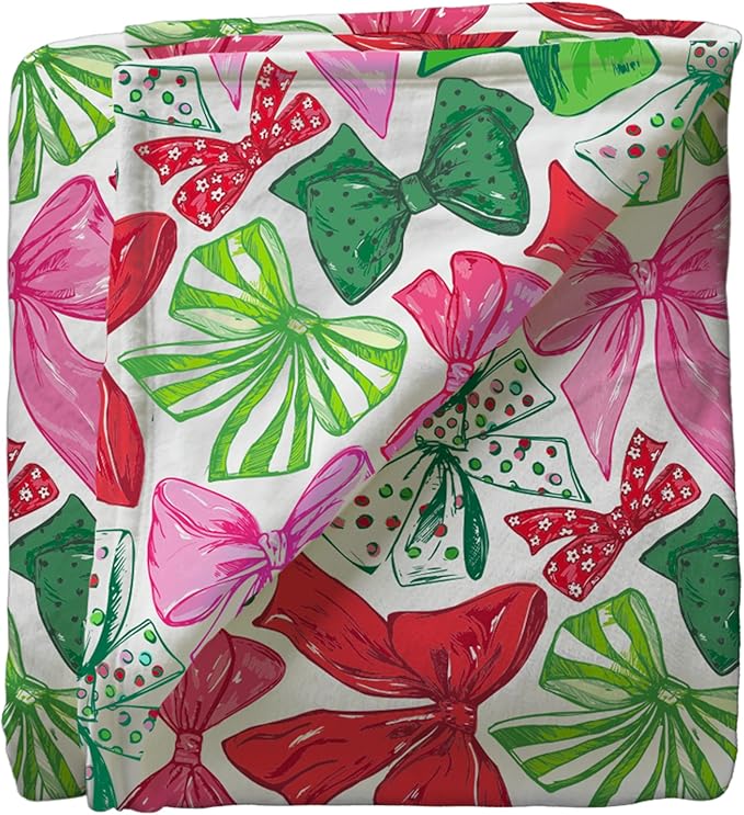 Super Soft Christmas Bows Blanket