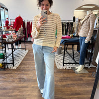 Round Neck Open Gauge Sweater - Oatmeal