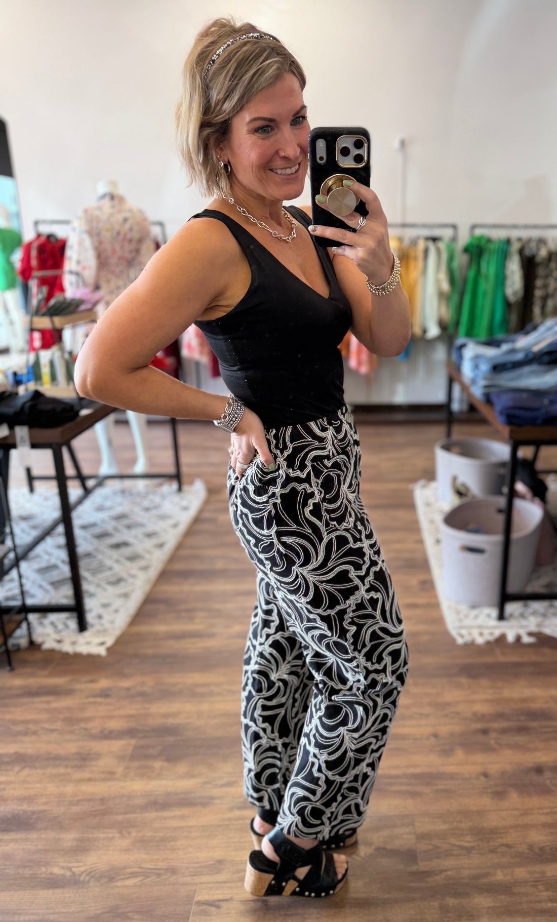 Midnight Magnolia Wide Leg Pants