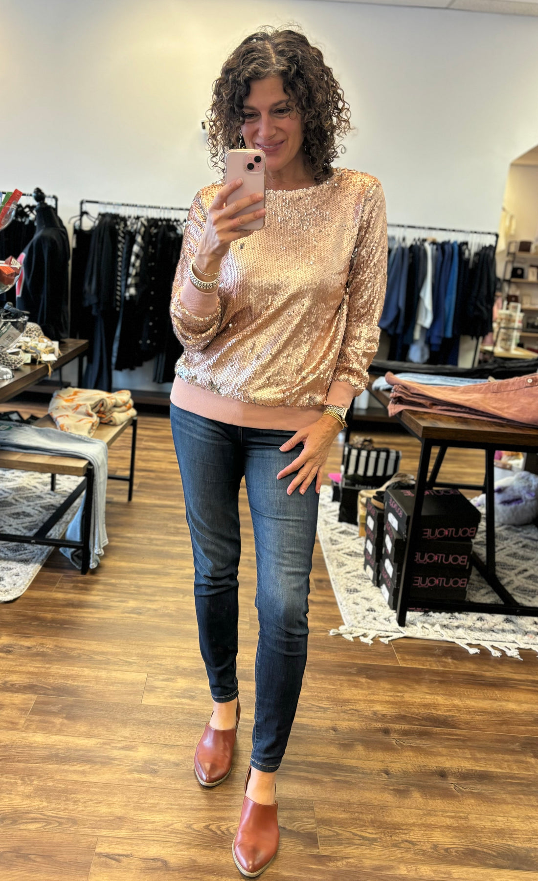 In the Spotlight Sequin Top - Rose Gold