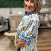 Blue Willow Embroidered Blouse