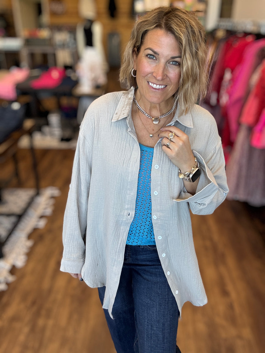 Santorini Shade Gauze Top - Beige