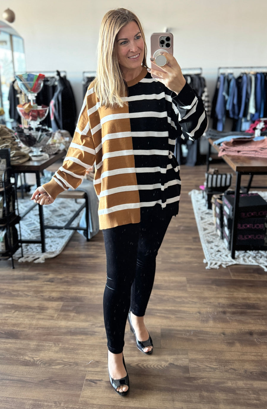 Parker Striped Sweater - Tan